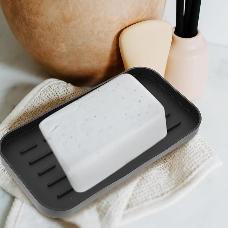 Lotus Leaf Design Silicone Soap Holder with Draining Tray for Bathroom Kitchen Sink - Image 3